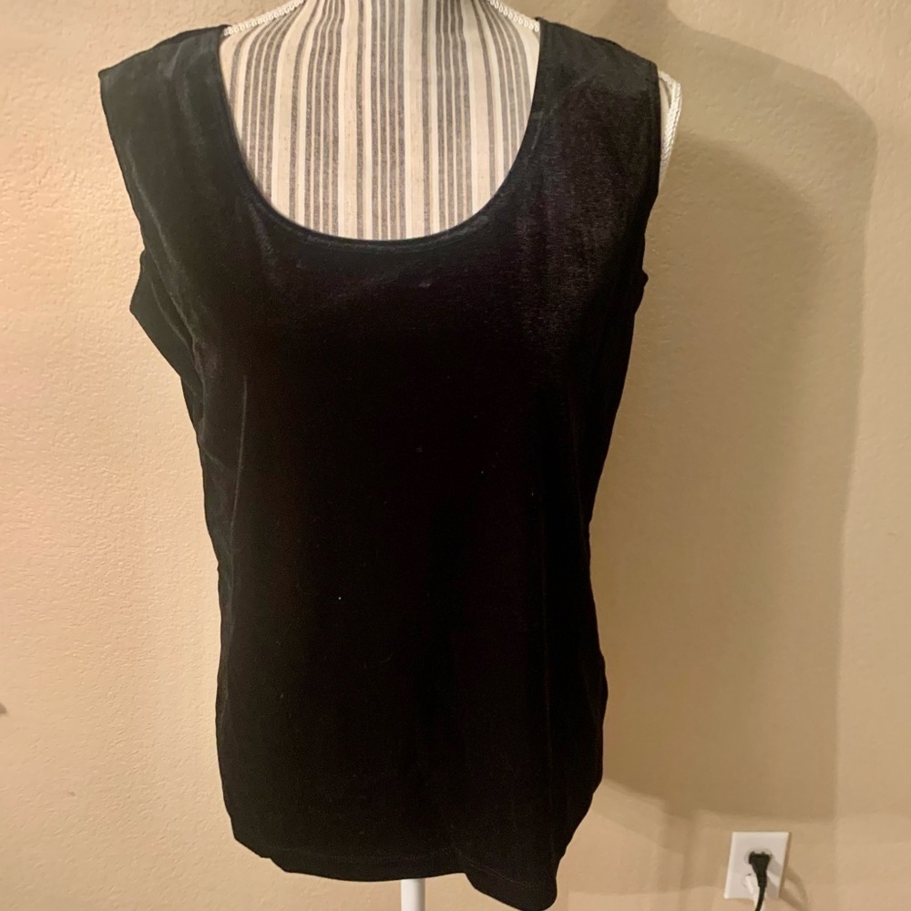 NWT Velour Tank Top Medium Carolyn Strauss Collection Black Dressy Sleeveless